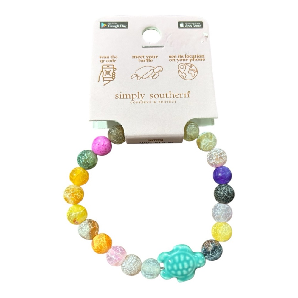 New Simply Southern “Rainbow Color” Tracker Sea Turtle Bracelet